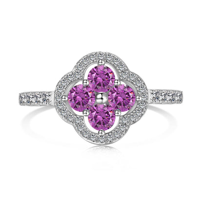[LUCKY LOVE]Four Leaf Clover Flower Design Ring