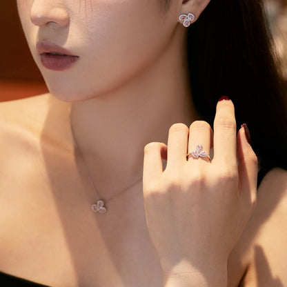 [LUCKY LOVE]Elegant Flower Shape Pear Cut Necklace
