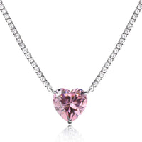 [LUCKY LOVE]8.0 Carat Versatile Colorful Sweet Heart-Shaped Tennis Necklace