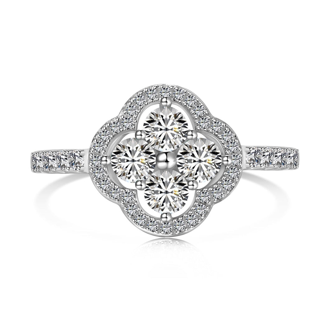 [LUCKY LOVE]Four Leaf Clover Flower Design Ring