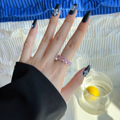 [LUCKY LOVE]Dainty Elongated Cushion Cut Tennis Ring