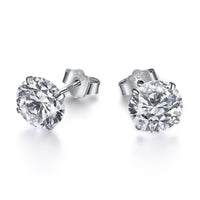 [LUCKY LOVE]Stylish Shiny Round Center Stone Stud Earrings