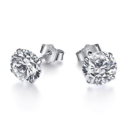 [LUCKY LOVE]Stylish Shiny Round Center Stone Stud Earrings