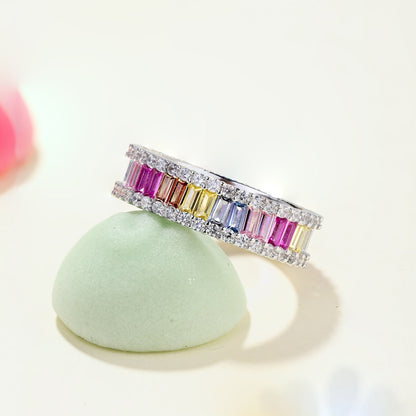 [LUCKY LOVE]Dainty Kaleidoscopic Emerald Cut Daily Ring
