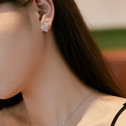 [LUCKY LOVE]Ornate Flower Shape Pear Cut Lover Earrings