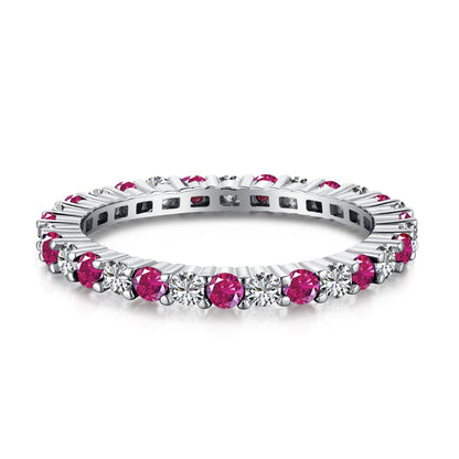 [LUCKY LOVE]Exquisite Colorful Round Cut Tennis Ring