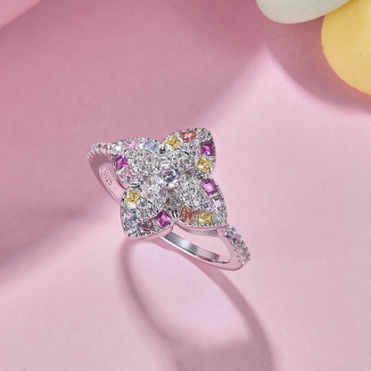[LUCKY LOVE]Luxurious Colorful Flower Shape Banquet Ring