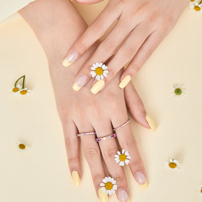 [LUCKY LOVE]Ornate Colorful Round Cut Tennis Ring