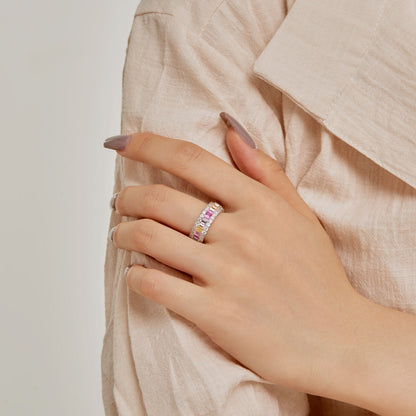 [LUCKY LOVE]Dainty Colorful Radiant Cut Daily Ring