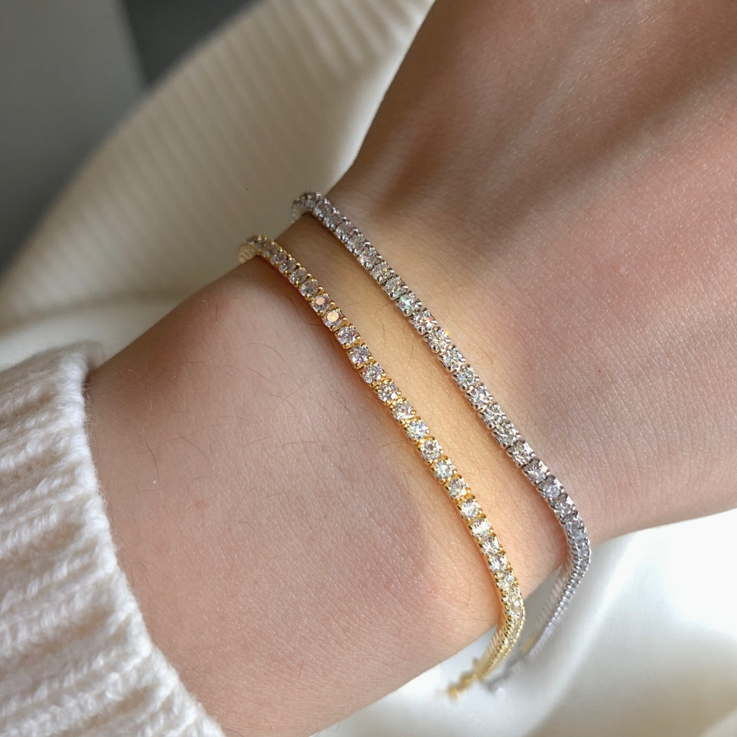 [LUCKY LOVE]Radiant Shinning Princess Cut Tennis Bracelet
