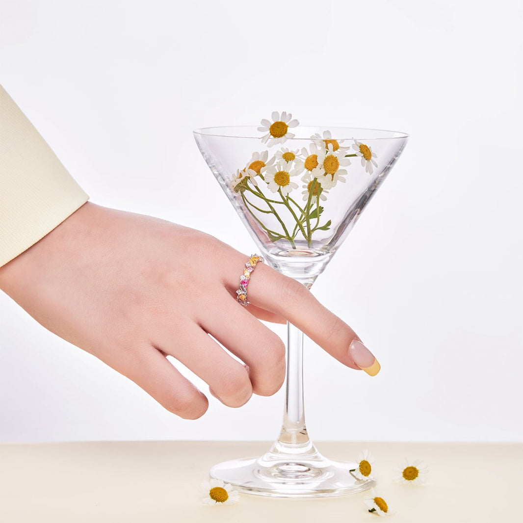 [LUCKY LOVE]Dazzling Polychromatic Multi cut Daily Ring