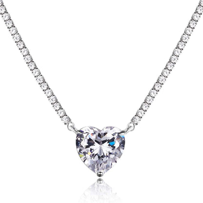 [LUCKY LOVE]8.0 Carat Versatile Colorful Sweet Heart-Shaped Tennis Necklace