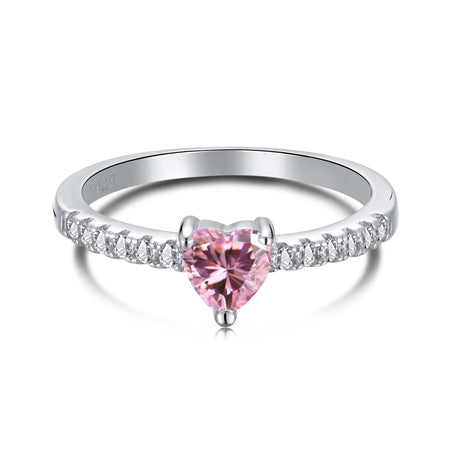 [LUCKY LOVE]0.5 Carat CaratEternity Charming Heart Shape Lover Ring