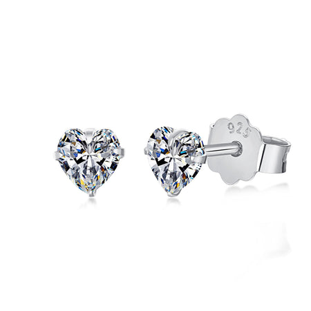 [LUCKY LOVE]Sparkling Heart Shaped Simple Earrings