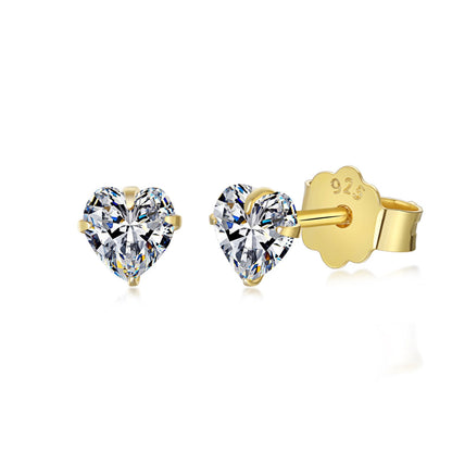 [LUCKY LOVE]Sparkling Heart Shaped Simple Earrings