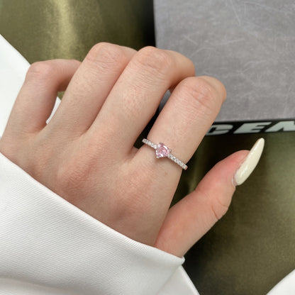 [LUCKY LOVE]0.5 Carat CaratEternity Charming Heart Shape Lover Ring