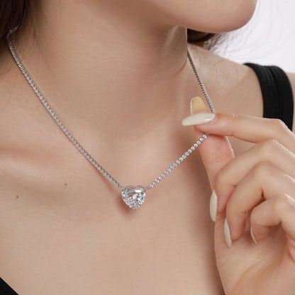 [LUCKY LOVE]8.0 Carat Versatile Colorful Sweet Heart-Shaped Tennis Necklace
