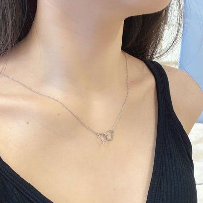 [LUCKY LOVE]Sterling Silver Love Double Ring Necklace