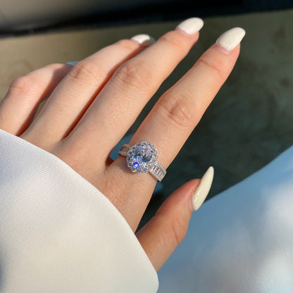 [LUCKY LOVE]1.5 Carat Dazzling Charming Oval Cut Banquet Ring
