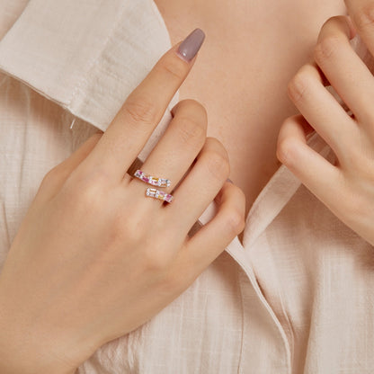 [LUCKY LOVE]Charming Colorful Radiant Cut Adjustable Daily Ring