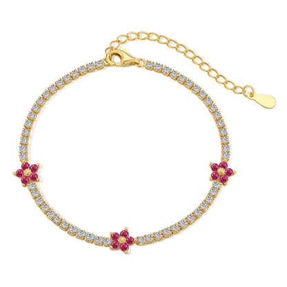 [LUCKY LOVE]Sparkling Flower Shape Tennis Bracelet