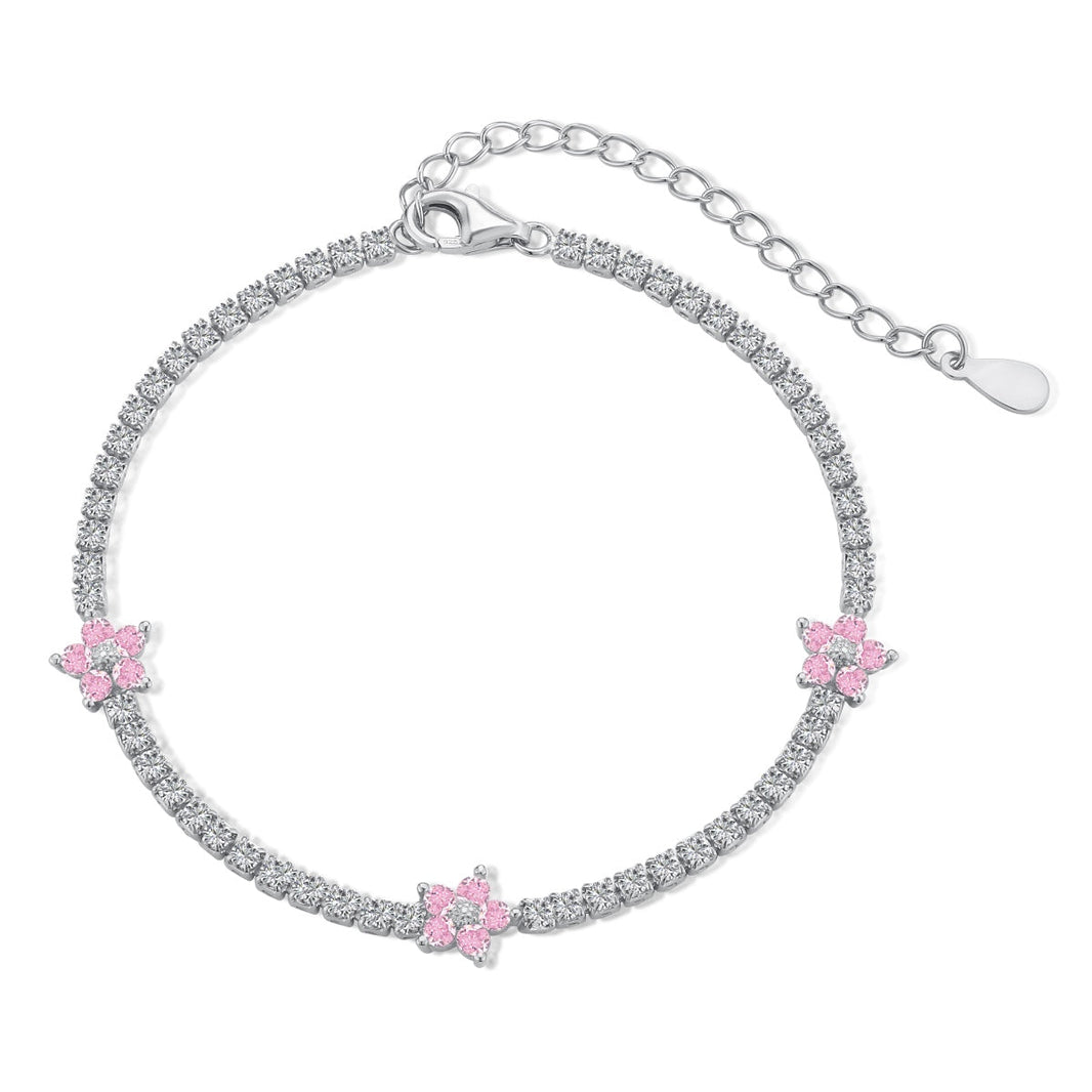 [LUCKY LOVE]Sparkling Flower Shape Tennis Bracelet