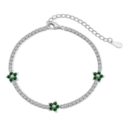[LUCKY LOVE]Sparkling Flower Shape Tennis Bracelet