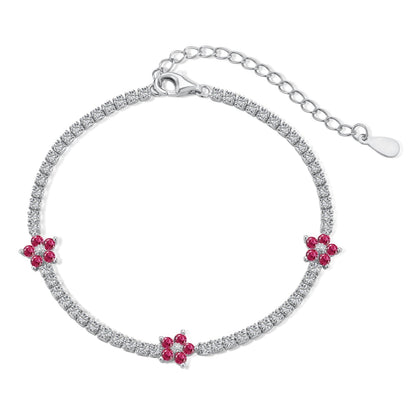 [LUCKY LOVE]Sparkling Flower Shape Tennis Bracelet