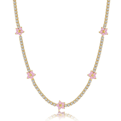 [LUCKY LOVE]Luxurious Colorful Flower Tennis Necklace