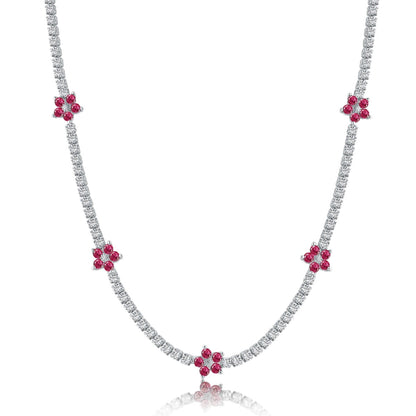 [LUCKY LOVE]Luxurious Colorful Flower Tennis Necklace