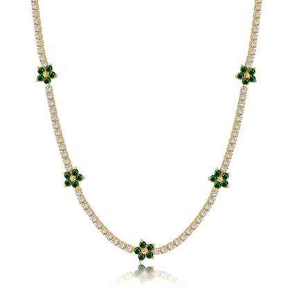 [LUCKY LOVE]Luxurious Colorful Flower Tennis Necklace