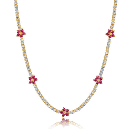 [LUCKY LOVE]Luxurious Colorful Flower Tennis Necklace