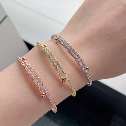 [LUCKY LOVE]Row of Diamonds Round Fashion Bracelet