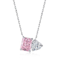 [LUCKY LOVE]Dazzling Square & Heart Shape Necklace