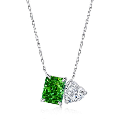 [LUCKY LOVE]Dazzling Square & Heart Shape Necklace