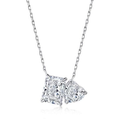 [LUCKY LOVE]Dazzling Square & Heart Shape Necklace