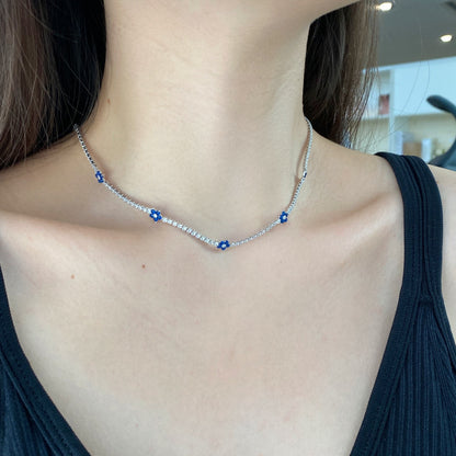 [LUCKY LOVE]Luxurious Colorful Flower Tennis Necklace