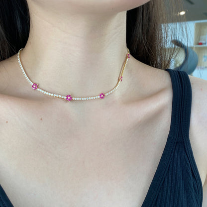 [LUCKY LOVE]Luxurious Colorful Flower Tennis Necklace