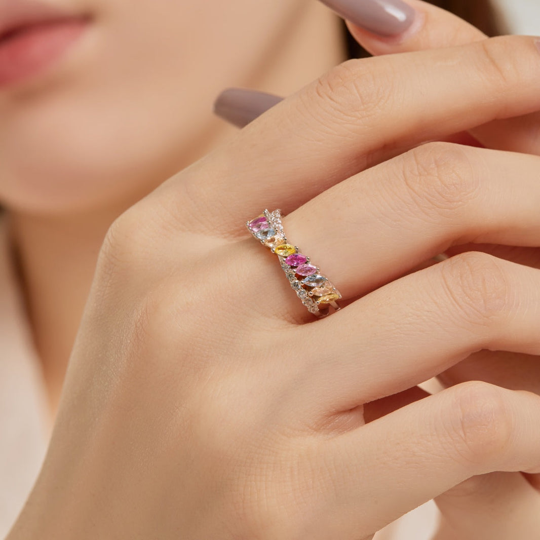 [LUCKY LOVE]Unique Colorful Marquise Cut Daily Ring