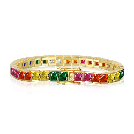 [LUCKY LOVE]Radiant Colorful Princess Cut Tennis Bracelet