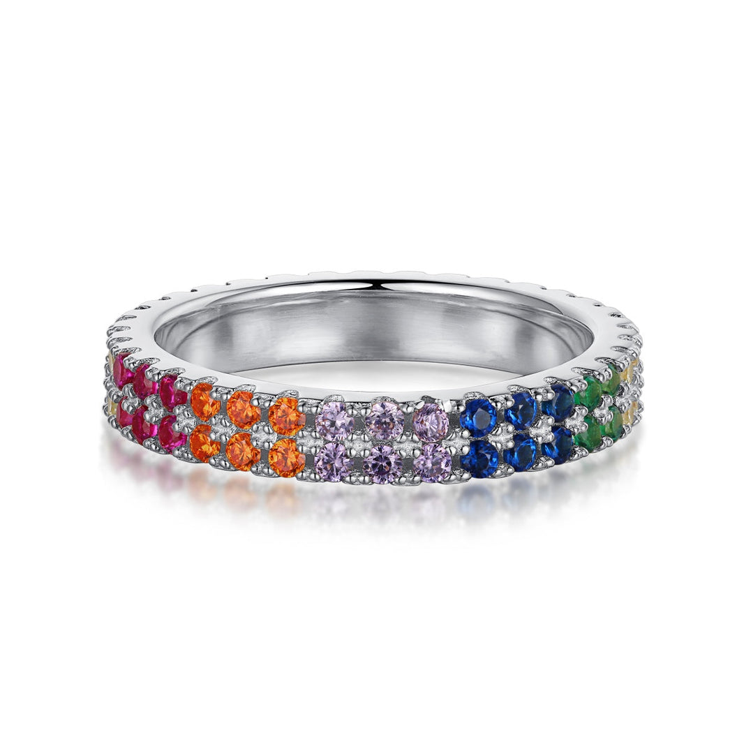 [LUCKY LOVE]Unique Colorful Round Cut Tennis Ring