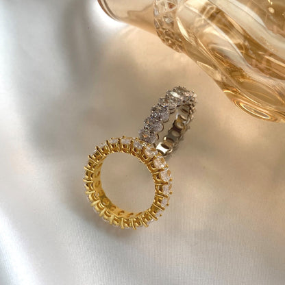 [LUCKY LOVE]Ornate Oval Cut Tennis Ring