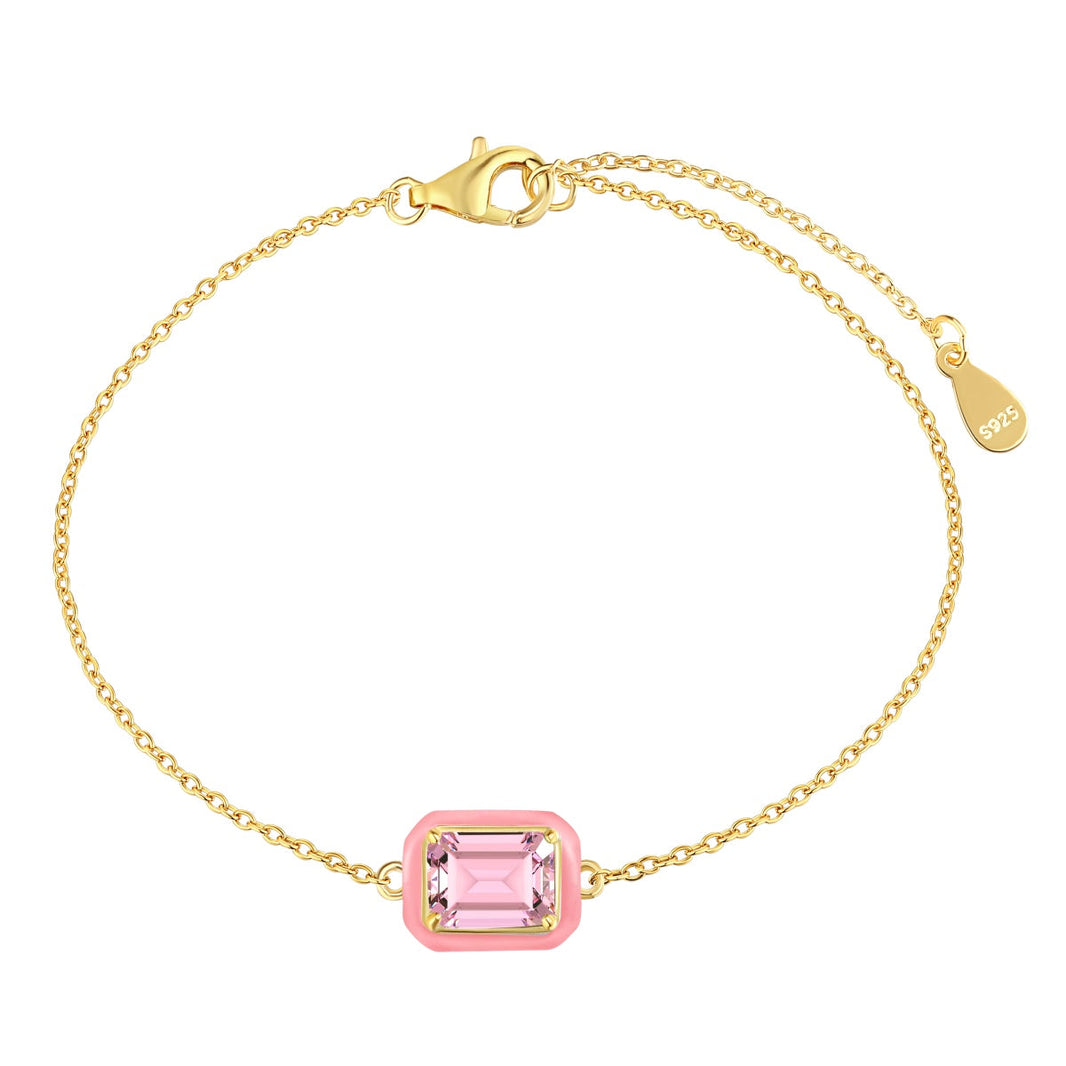 [LUCKY LOVE]2.0 Carat Sparkling Colorful Emerald Cut Daily Bracelet