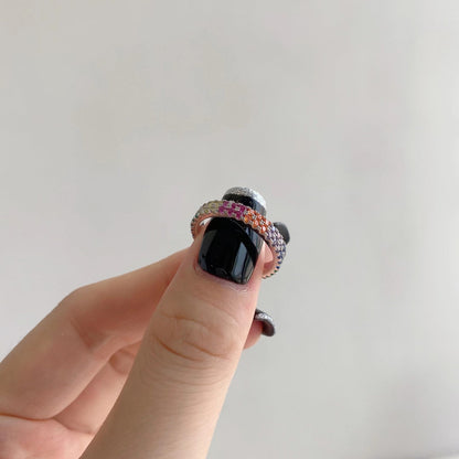 [LUCKY LOVE]Unique Colorful Round Cut Tennis Ring