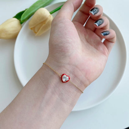 [LUCKY LOVE]Sparkling Romantic Heart Shape Lover Bracelet