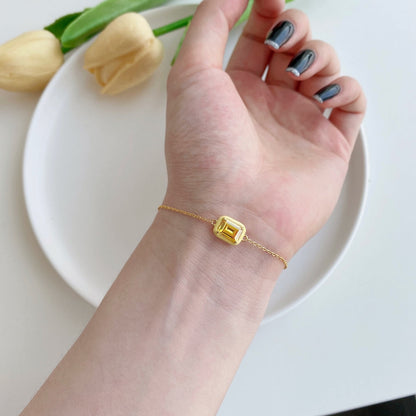 [LUCKY LOVE]2.0 Carat Sparkling Colorful Emerald Cut Daily Bracelet
