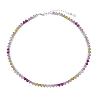 [LUCKY LOVE]Sparkling Colorful Full Heart Tennis Necklace