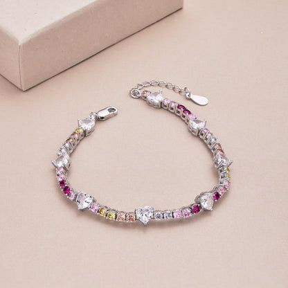 [LUCKY LOVE]Romantic Heart Shape Round Cut Lover Bracelet