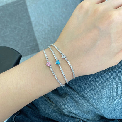 [LUCKY LOVE]0.5 Carat Elegant Romantic Heart Shape Lover Bracelet
