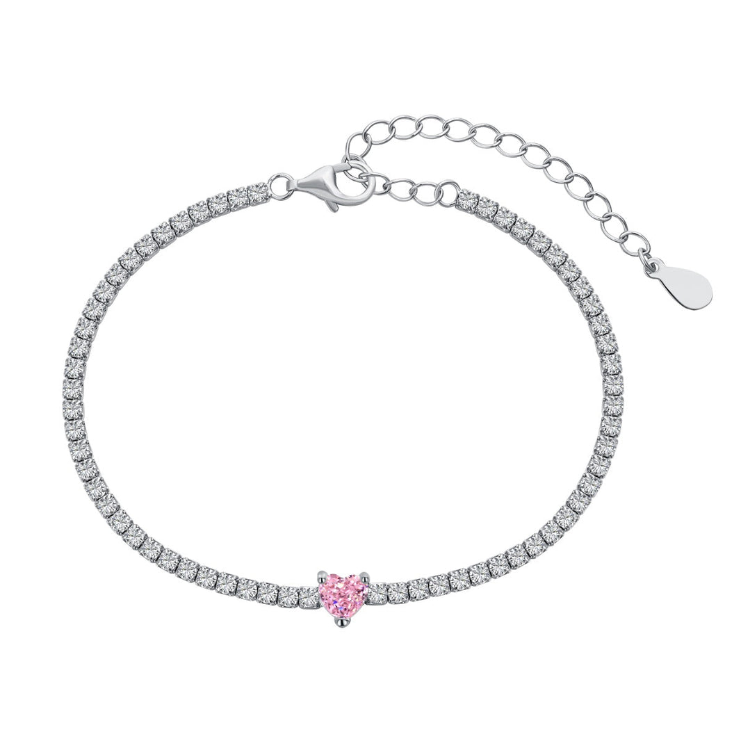 [LUCKY LOVE]0.5 Carat Elegant Romantic Heart Shape Lover Bracelet